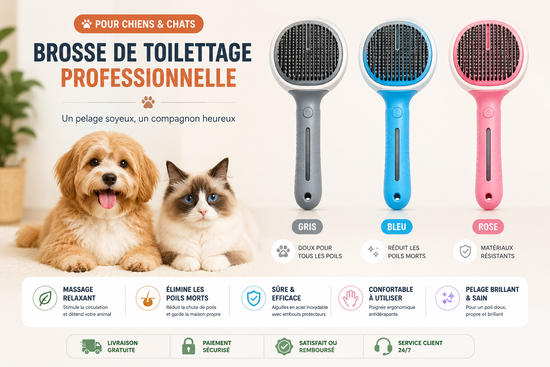 Brosse Auto-Nettoyante pour Chats et Chiens — Anti-Mue
