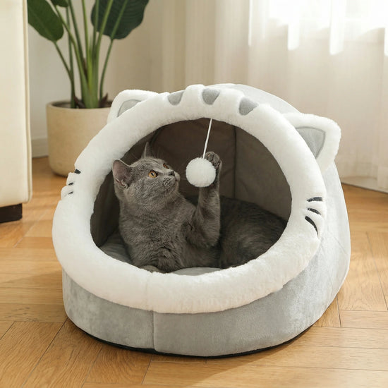 Coussin Tente Chat & Chiot — Nid Peluche 4 Saisons