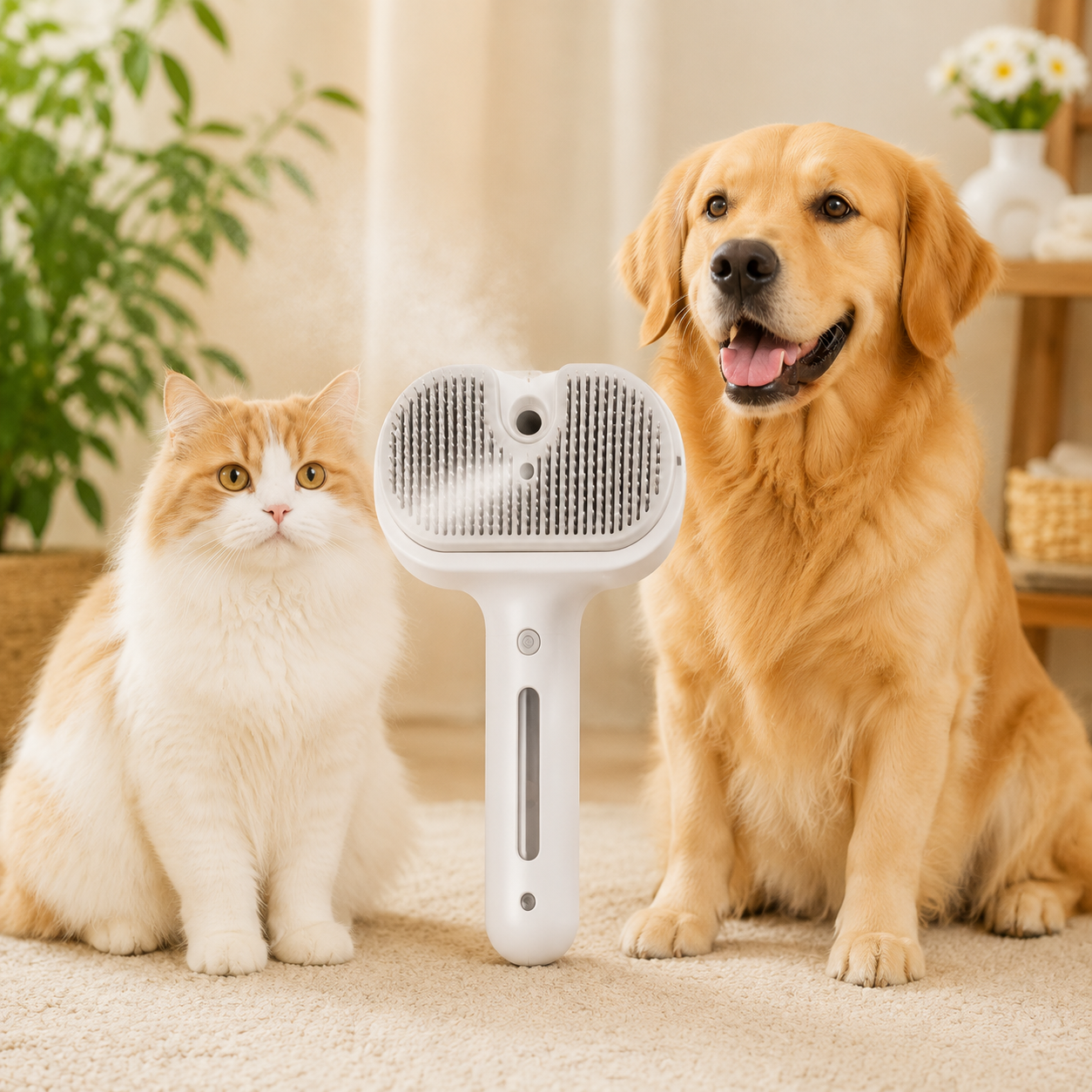 Brosse à Vapeur 2-en-1 Chat & Chien — Anti-Poils