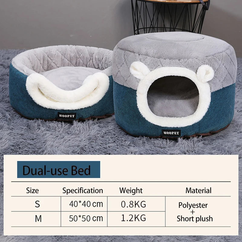 Niche Peluche Chat & Petit Chien HOOPET — Coussin Lavable Design Pop-Top | Petloria
