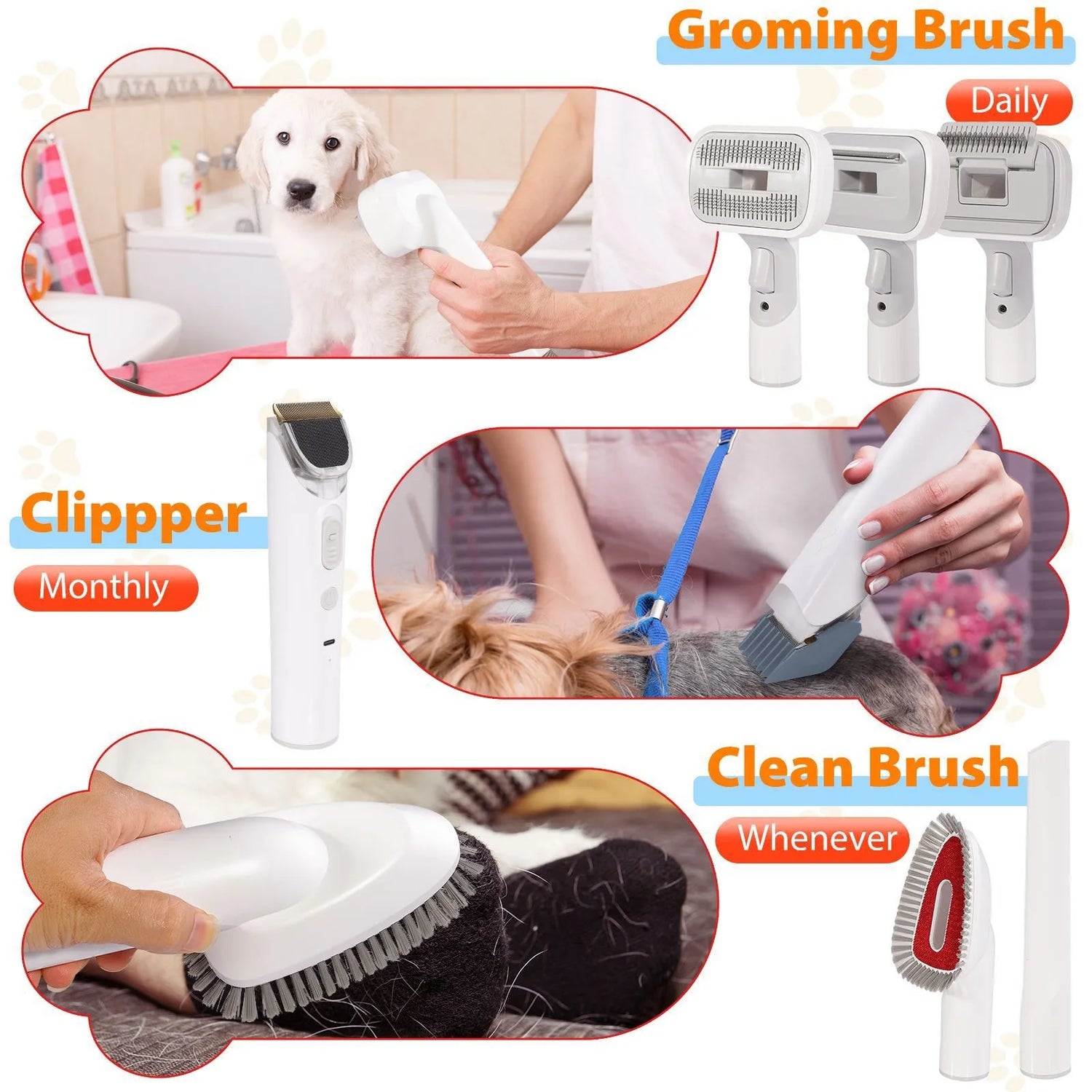 Pet Grooming Vacuum Suction Kit