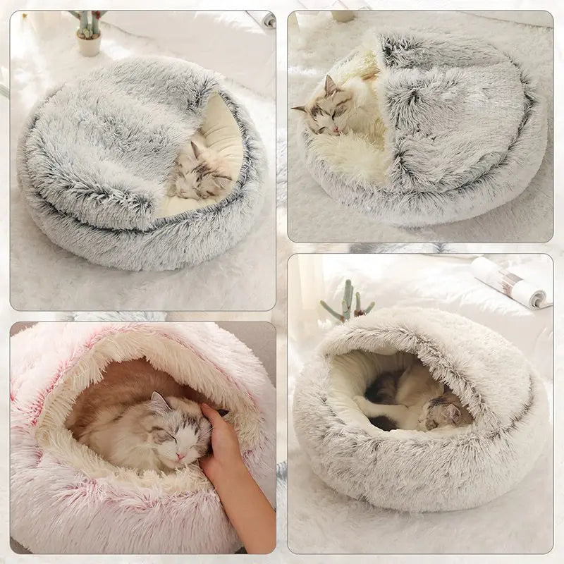 Coussin Peluche 2-en-1 Chat & Chien — Nid Douillet Apaisant | Petloria