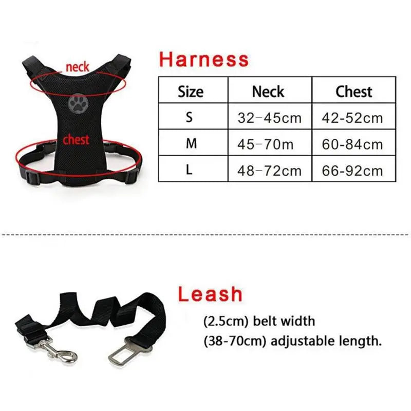 Harnais Mesh Chien Respirant — Sangle Sécurité Voiture Incluse | Petloria