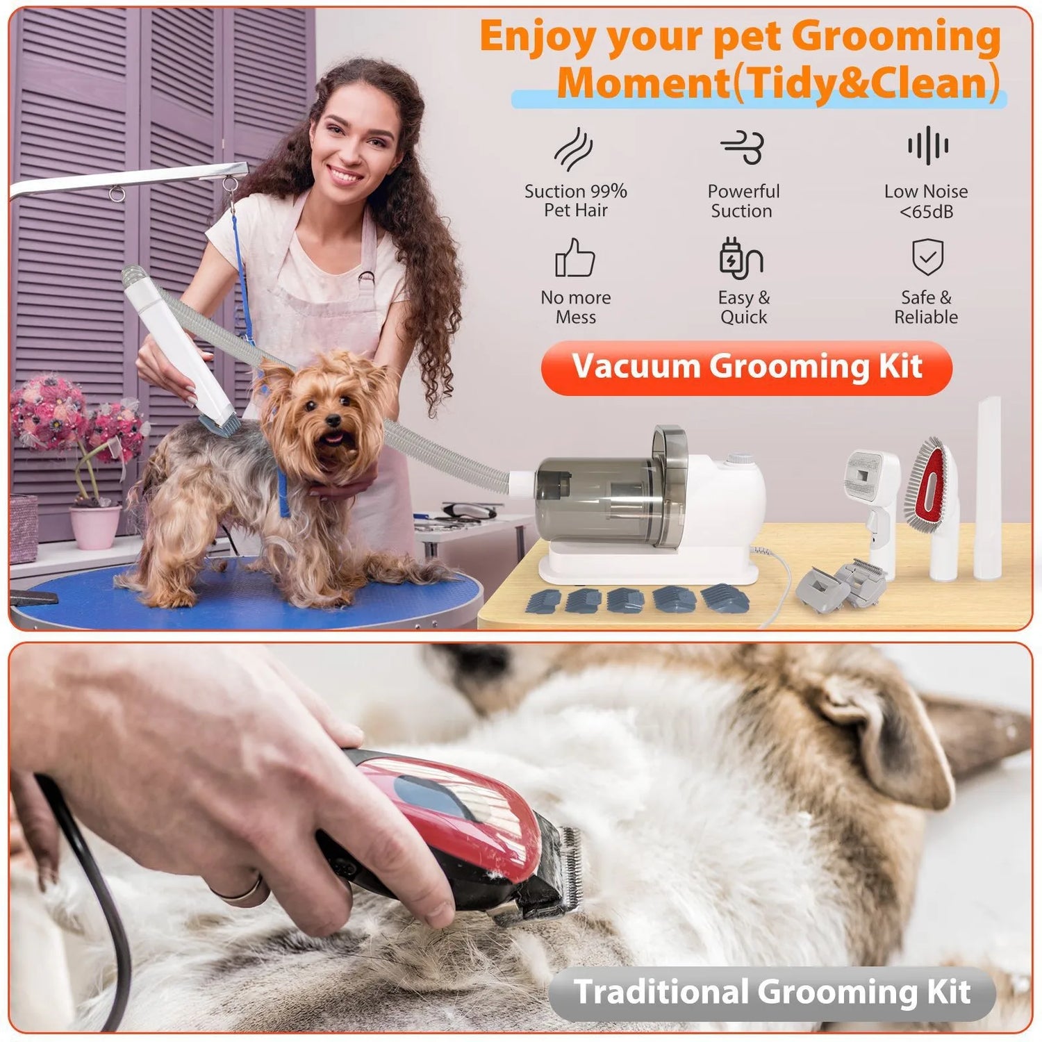 Pet Grooming Vacuum Suction Kit