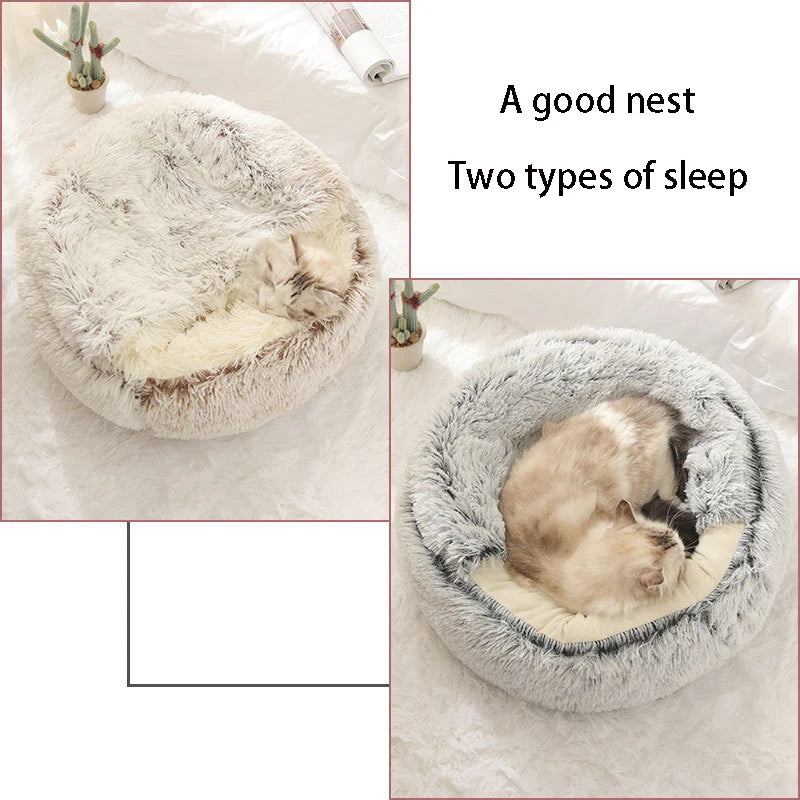 Coussin Peluche 2-en-1 Chat & Chien — Nid Douillet Apaisant | Petloria