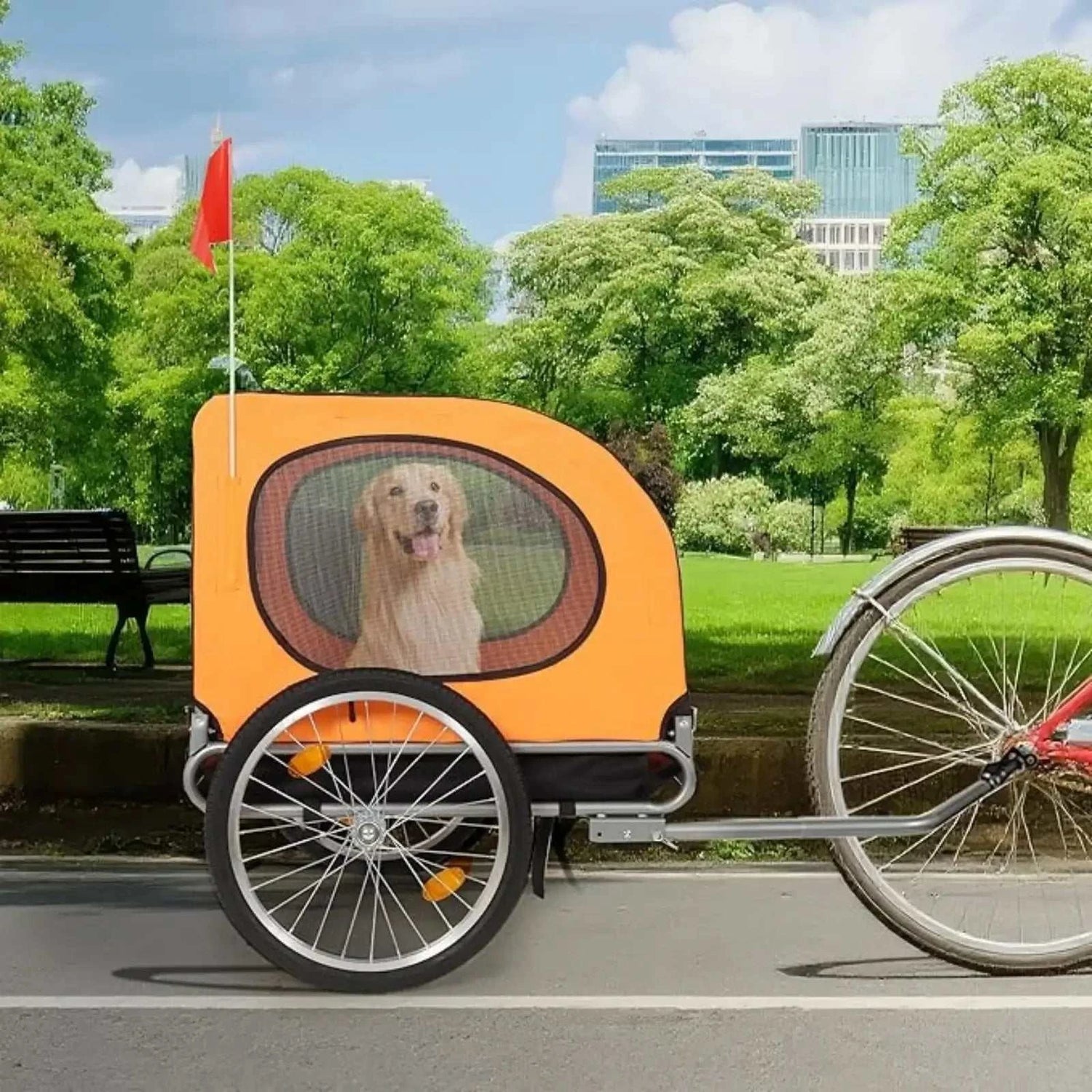 Remorque vélo chien convertible 3-en-1 avec pneus tout-terrain pour chiens jusqu’à 40 kg