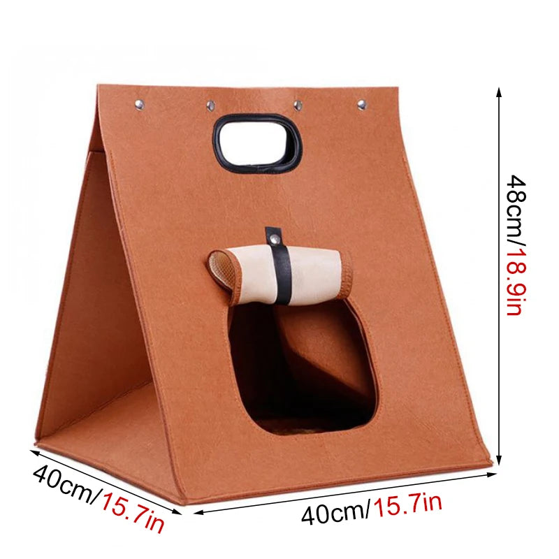 Coussin Feutre Chat 2-en-1 Cave & Coussin — Respirant Portable | Petloria