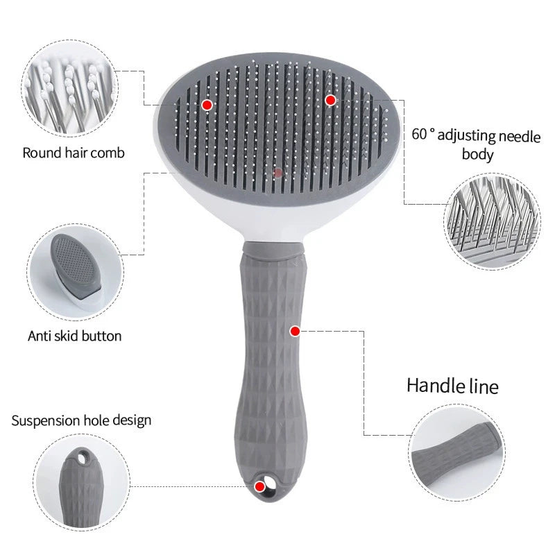 Brosse Anti-Poils Auto-Nettoyante Chat & Chien — Démêlant Massage Anti-Mue | Petloria