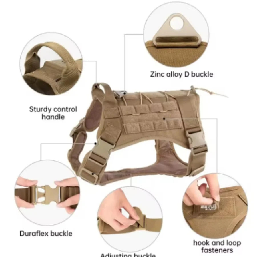 Harnais Tactique Militaire Chien Rembourré Quick Release — Tailles M L XL | Petloria