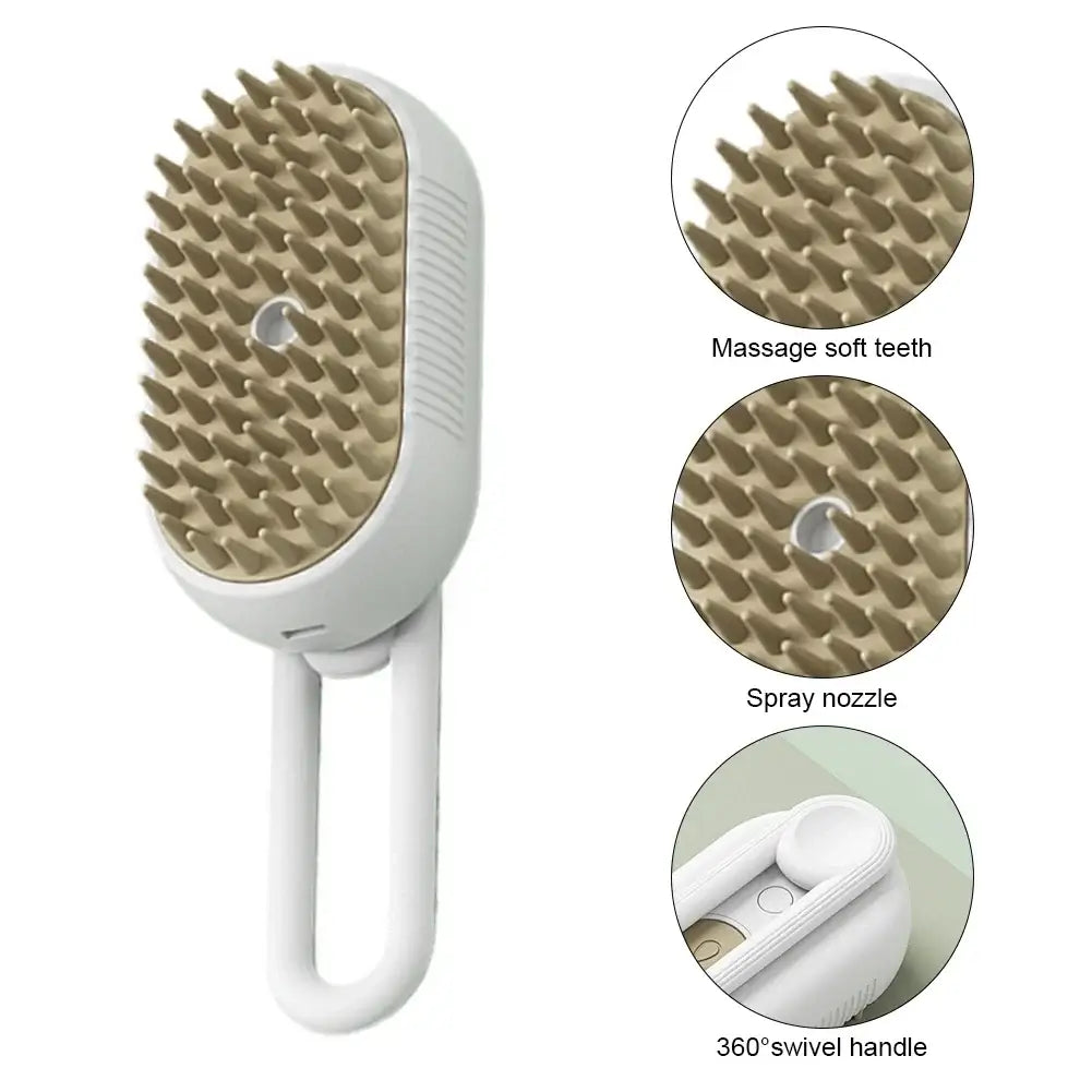 Brosse Vapeur 3-en-1 Chat & Chien — USB Rechargeable