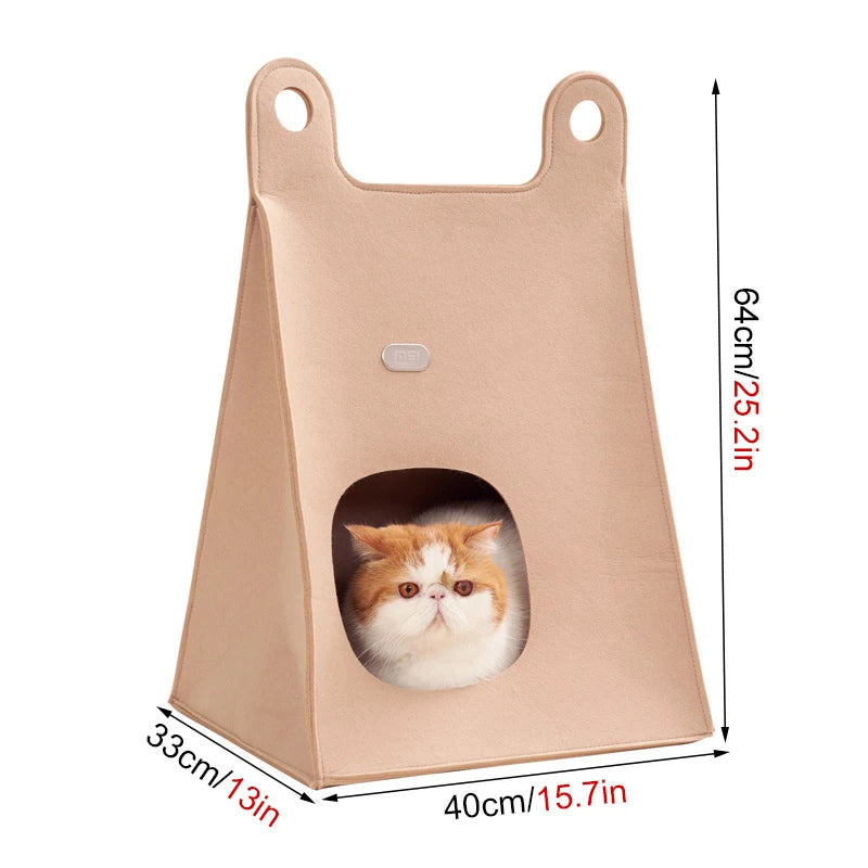 Coussin Feutre Chat 2-en-1 Cave & Coussin — Respirant Portable | Petloria