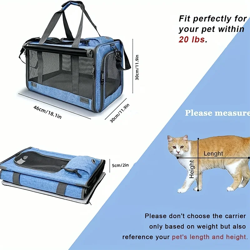 Sac Transport Chat & Chien Oxford Respirant — Approuvé Cabine Avion | Petloria