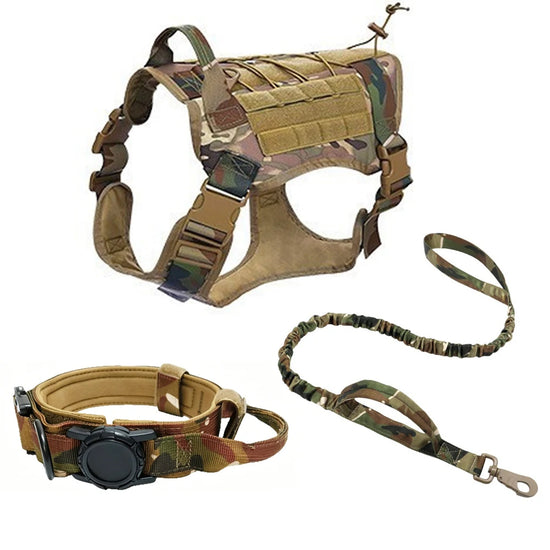 Set Tactique Chien 3-en-1 — Harnais, Collier & Laisse Nylon Ajustables | Petloria