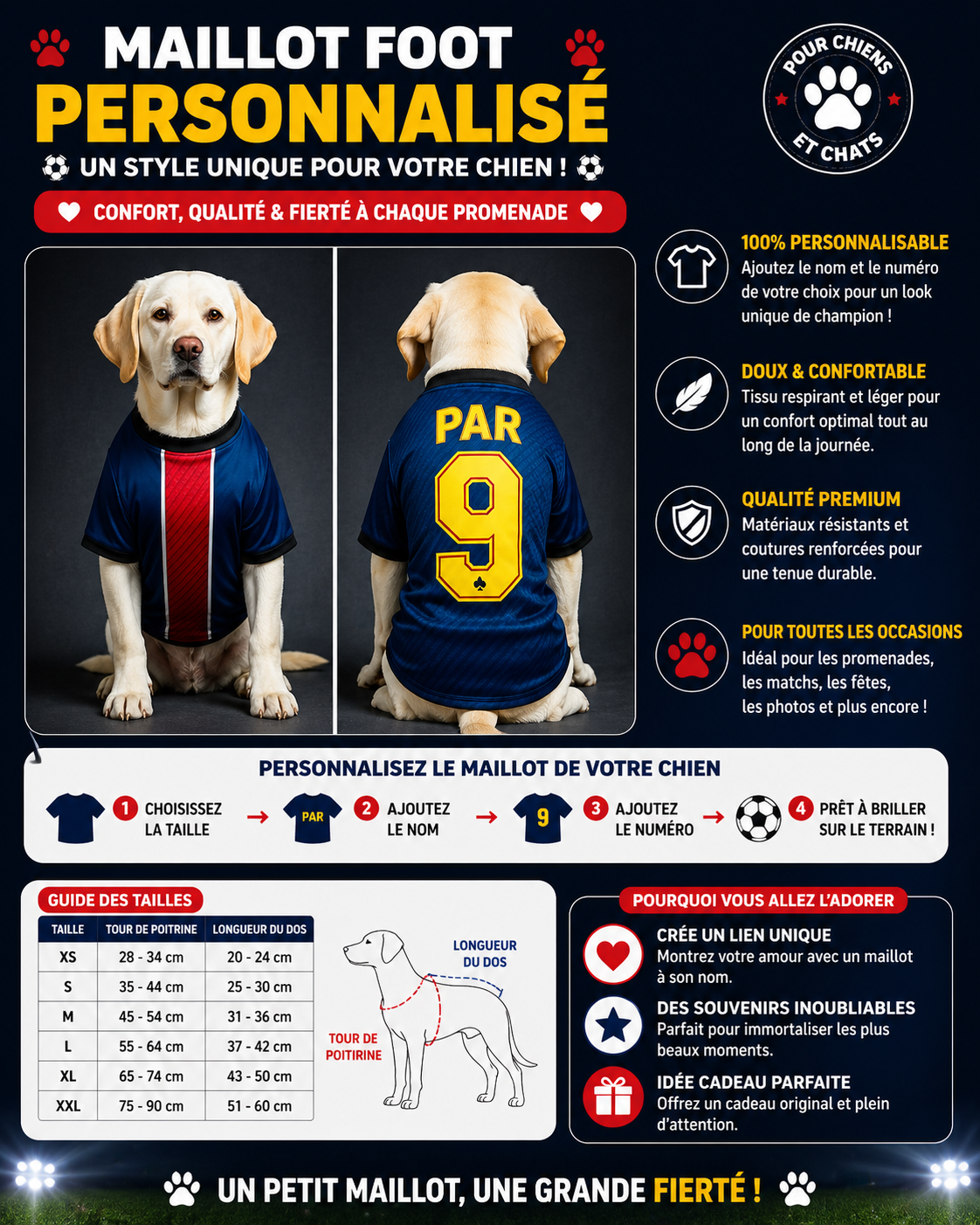 Maillot de football d’été pour chien | T-shirt léger et respirant